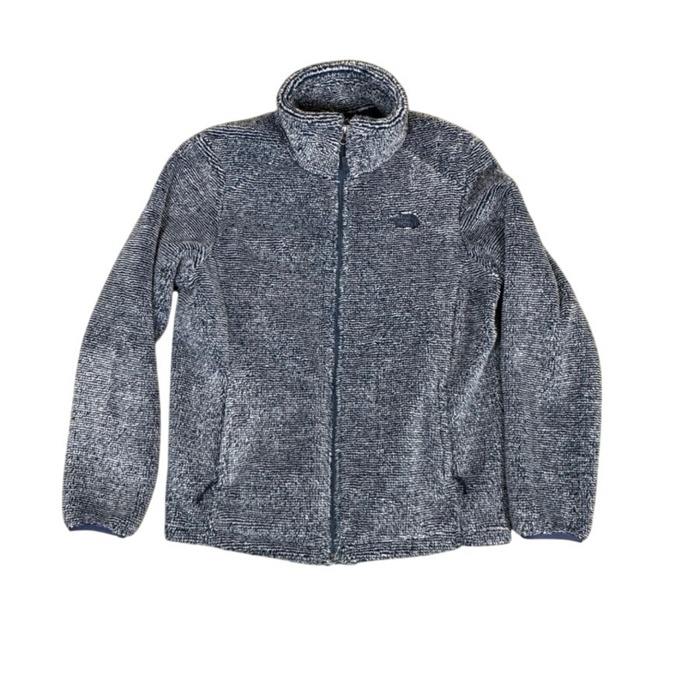 The North Face Osito Full Zip Fleece Jacket Navy Blue White Textured Women's L